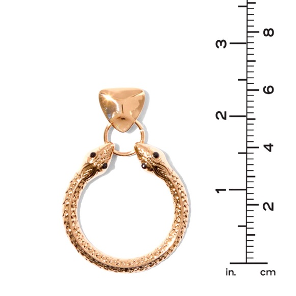 Gold-Tone Snake Heads Doorknocker 2.5" Drop Earrings - NWT - Picture 3 of 3